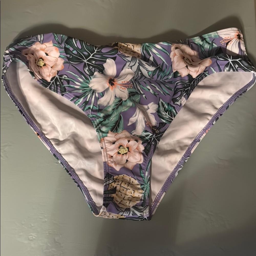 Floral Bikini Bottoms in Purple and Green